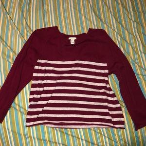 Maroon and white stripped crop top